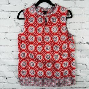 Talbots Red and Blue Patterned Sleeveless Blouse Size(M)